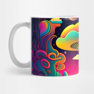 Psychedelic Dream Forest Filled with Colorful Mushrooms Mug